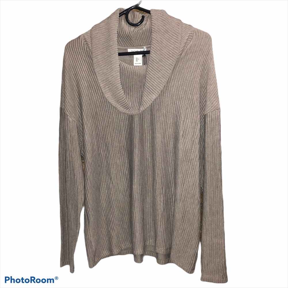 New Rachel Zoe Cowl Neck Sweater Size L Taupe